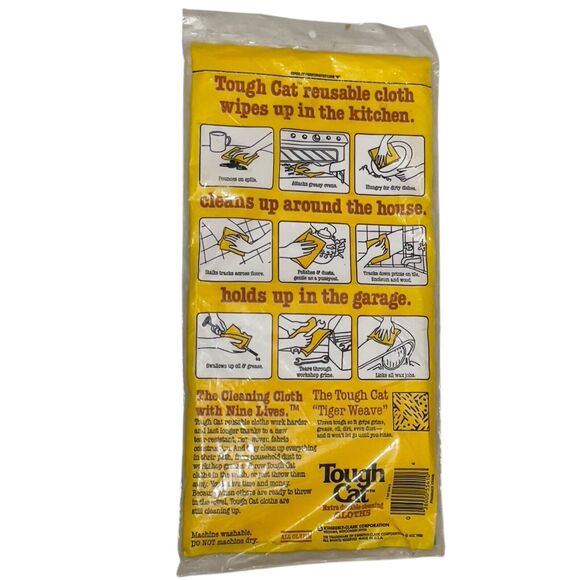 Tough Cat Extra Durable Cleaning Cloths 5 Reusable 1980 Vintage New Old Stock - Picture 2 of 8